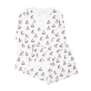 The Beaufort Bonnet Company White and Red Sailboat Pajama Set